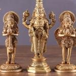 Brass Tirupati Balaji, Garuda & Hanuman Trio 5.5" | Divine Idols Set | Blessings, Protection & Devotion | Handcrafted Spiritual Ambiance | Home Temple Decor